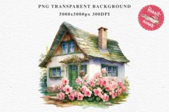 Cozy Cottagecore House Vintage English Romantic Cottage PNG Nursery wall art card making collage printable decor junk journal sublimation Scrapbooking  watercolor Cozy Cottagecore House Vintage English Romantic floral garden Cottage PNG clipart
