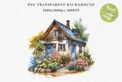 Cozy Cottagecore House Vintage English Romantic Cottage PNG Nursery wall art card making collage printable decor junk journal sublimation Scrapbooking  watercolor Cozy Cottagecore House Vintage English Romantic floral garden Cottage PNG clipart