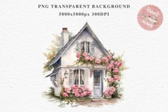 Cozy Cottagecore House Vintage English Romantic Cottage PNG Nursery wall art card making collage printable decor junk journal sublimation Scrapbooking watercolor Cozy Cottagecore House Vintage English Romantic floral garden Cottage PNG clipart