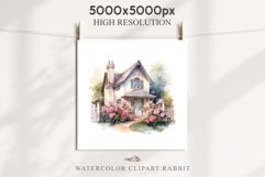 Cozy Cottagecore House Vintage English Romantic Cottage PNG Nursery wall art card making collage printable decor junk journal sublimation Scrapbooking watercolor Cozy Cottagecore House Vintage English Romantic floral garden Cottage PNG clipart