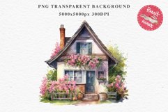 Cozy Cottagecore House Vintage English Romantic Cottage PNG Nursery wall art card making collage printable decor junk journal sublimation Scrapbooking  watercolor Cozy Cottagecore House Vintage English Romantic floral garden Cottage PNG clipart