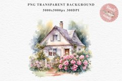 Cozy Cottagecore House Vintage English Romantic Cottage PNG Nursery wall art card making collage printable decor junk journal sublimation Scrapbooking watercolor Cozy Cottagecore House Vintage English Romantic floral garden Cottage PNG clipart