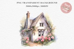 Cozy Cottagecore House Vintage English Romantic Cottage PNG Nursery wall art card making collage printable decor junk journal sublimation Scrapbooking watercolor Cozy Cottagecore House Vintage English Romantic floral garden Cottage PNG clipart