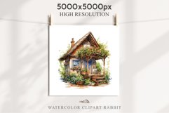 Cozy Cottagecore House Vintage English Romantic Cottage PNG Nursery wall art card making collage printable decor junk journal sublimation Scrapbooking  watercolor Cozy Cottagecore House Vintage English Romantic floral garden Cottage PNG clipart