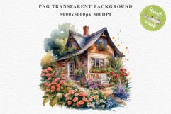 Cozy Cottagecore House Vintage English Romantic Cottage PNG Nursery wall art card making collage printable decor junk journal sublimation Scrapbooking  watercolor Cozy Cottagecore House Vintage English Romantic floral garden Cottage PNG clipart