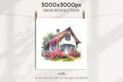 Cozy Cottagecore House Vintage English Romantic Cottage PNG Nursery wall art card making collage printable decor junk journal sublimation Scrapbooking  watercolor Cozy Cottagecore House Vintage English Romantic floral garden Cottage PNG clipart