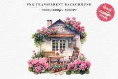 Cozy Cottagecore House Vintage English Romantic Cottage PNG Nursery wall art card making collage printable decor junk journal sublimation Scrapbooking  watercolor Cozy Cottagecore House Vintage English Romantic floral garden Cottage PNG clipart