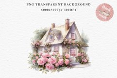 Cozy Cottagecore House Vintage English Romantic Cottage PNG Nursery wall art card making collage printable decor junk journal sublimation Scrapbooking watercolor Cozy Cottagecore House Vintage English Romantic floral garden Cottage PNG clipart