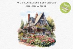Cozy Cottagecore House Vintage English Romantic Cottage PNG Nursery wall art card making collage printable decor junk journal sublimation Scrapbooking  watercolor Cozy Cottagecore House Vintage English Romantic floral garden Cottage PNG clipart