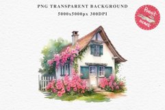 Cozy Cottagecore House Vintage English Romantic Cottage PNG Nursery wall art card making collage printable decor junk journal sublimation Scrapbooking  watercolor Cozy Cottagecore House Vintage English Romantic floral garden Cottage PNG clipart