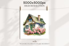 Cozy Cottagecore House Vintage English Romantic Cottage PNG Nursery wall art card making collage printable decor junk journal sublimation Scrapbooking  watercolor Cozy Cottagecore House Vintage English Romantic floral garden Cottage PNG clipart