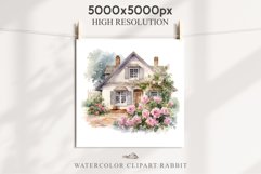 Cozy Cottagecore House Vintage English Romantic Cottage PNG Nursery wall art card making collage printable decor junk journal sublimation Scrapbooking watercolor Cozy Cottagecore House Vintage English Romantic floral garden Cottage PNG clipart
