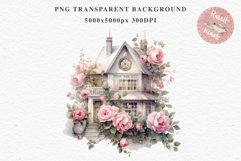 Cozy Cottagecore House Vintage English Romantic Cottage PNG Nursery wall art card making collage printable decor junk journal sublimation Scrapbooking watercolor Cozy Cottagecore House Vintage English Romantic floral garden Cottage PNG clipart