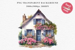 Cozy Cottagecore House Vintage English Romantic Cottage PNG Nursery wall art card making collage printable decor junk journal sublimation Scrapbooking  watercolor Cozy Cottagecore House Vintage English Romantic floral garden Cottage PNG clipart