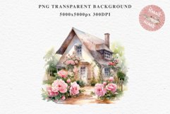 Cozy Cottagecore House Vintage English Romantic Cottage PNG Nursery wall art card making collage printable decor junk journal sublimation Scrapbooking watercolor Cozy Cottagecore House Vintage English Romantic floral garden Cottage PNG clipart
