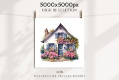 Cozy Cottagecore House Vintage English Romantic Cottage PNG Nursery wall art card making collage printable decor junk journal sublimation Scrapbooking  watercolor Cozy Cottagecore House Vintage English Romantic floral garden Cottage PNG clipart