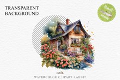 Cozy Cottagecore House Vintage English Romantic Cottage PNG Nursery wall art card making collage printable decor junk journal sublimation Scrapbooking  watercolor Cozy Cottagecore House Vintage English Romantic floral garden Cottage PNG clipart