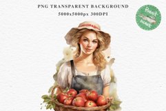 Cozy Cottagecore Lady Girl Women Apple Picnic Farm Barn Food PNG Nursery wall art card making collage printable decor junk journal sublimation Scrapbooking  watercolor Cozy Cottagecore Lady Girl Women Apple Picnic Women House PNG clipart, farm barn villag
