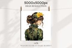 Cozy Cottagecore Lady Vintage Cute Romantic Women Floral PNG Nursery wall art card making collage printable decor junk journal sublimation Scrapbooking