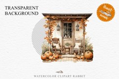 Cozy Fall Clipart Autumn Porch PNG Junk Journal Scrapbooking october september halloween cute decor autumn cottage core graphics digital orange pumpkin watercolor fall porch clipart, autumn clipart, Cute nursery decor, cottage core pumpkin clip art