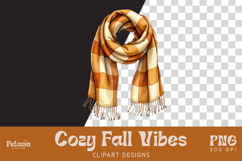 Watercolor cozy fall clipart PNG for autumn DIY projects, sublimation, planners, and cozy seasonal crafts
