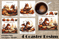 Fantasy Dragon Book Coasters | Cozy Fall Dragon Sublimation Product Image 1