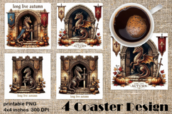 Fantasy Dragon Book Coasters | Cozy Fall Dragon Sublimation Product Image 1