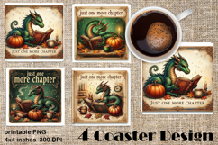 Fantasy Dragon Book Coasters | Cozy Fall Dragon Sublimation Product Image 1