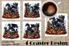 Fantasy Dragon Book Coasters | Cozy Fall Dragon Sublimation Product Image 1
