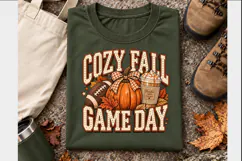 Cozy Fall Game Day PNG, Football Pumpkin Autumn Sublimation Product Image 2