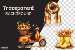 Watercolor fall clipart bundle with pumpkins, autumn leaves, and cozy seasonal PNG illustrations for Cricut and Silhouette fall crafts