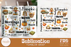 Fall tumbler wrap bundle with 10 cozy autumn sublimation PNG designs featuring pumpkins, leaves, quotes, harvest elements perfect for sublimation printing on 20oz tumblers.