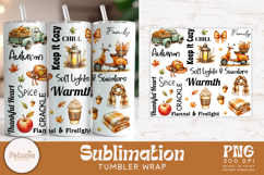 Fall Tumbler Wrap Bundle | 10 Cozy Autumn 20oz PNG Designs Product Image 5