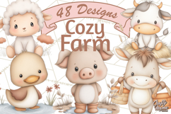 Farm Animal Clipart PNG, Cozy Barnyard Illustrations Product Image 1