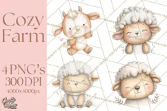 Farm Animal Clipart PNG, Cozy Barnyard Illustrations Product Image 1