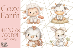 Farm Animal Clipart PNG, Cozy Barnyard Illustrations Product Image 1