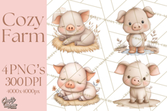 Farm Animal Clipart PNG, Cozy Barnyard Illustrations Product Image 1