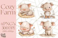 Farm Animal Clipart PNG, Cozy Barnyard Illustrations Product Image 1
