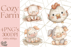 Farm Animal Clipart PNG, Cozy Barnyard Illustrations Product Image 1
