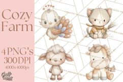 Farm Animal Clipart PNG, Cozy Barnyard Illustrations Product Image 1