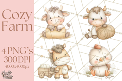 Farm Animal Clipart PNG, Cozy Barnyard Illustrations Product Image 1