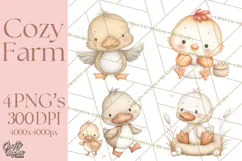 Farm Animal Clipart PNG, Cozy Barnyard Illustrations Product Image 1