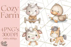 Farm Animal Clipart PNG, Cozy Barnyard Illustrations Product Image 1