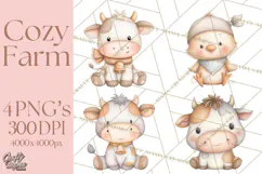 Farm Animal Clipart PNG, Cozy Barnyard Illustrations Product Image 1