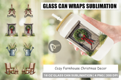 Farmhouse Christmas Decor Glass Can Product Image 1