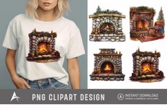 Watercolor Cozy Fireplace Clipart Product Image 1