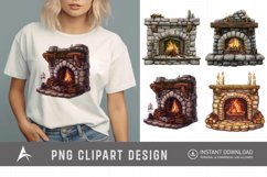 Watercolor Cozy Fireplace Clipart Product Image 1