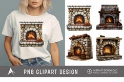 Watercolor Cozy Fireplace Clipart Product Image 1
