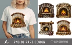 Watercolor Cozy Fireplace Clipart Product Image 1