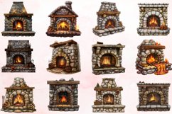 Watercolor Cozy Fireplace Clipart Bundle Product Image 2